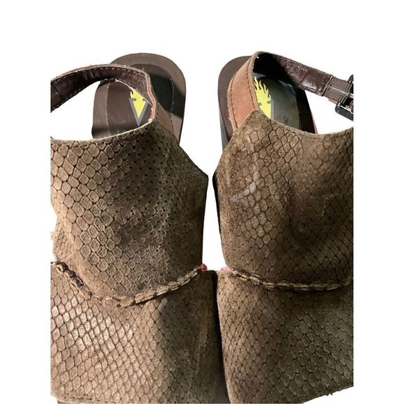 Volatile Brown Leather platform Wedges Peep Toe - Picture 5 of 15